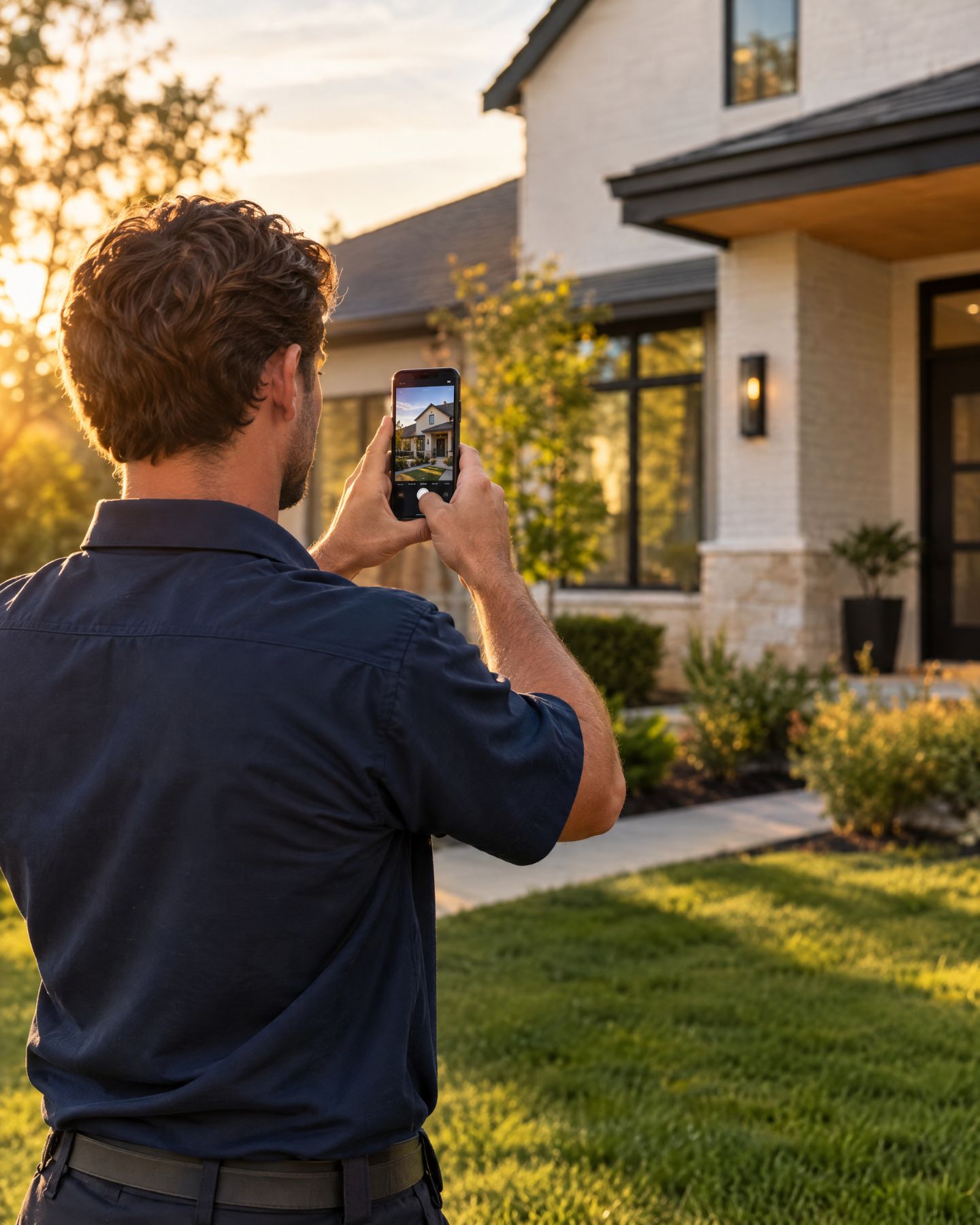A technician photographing a finished job
